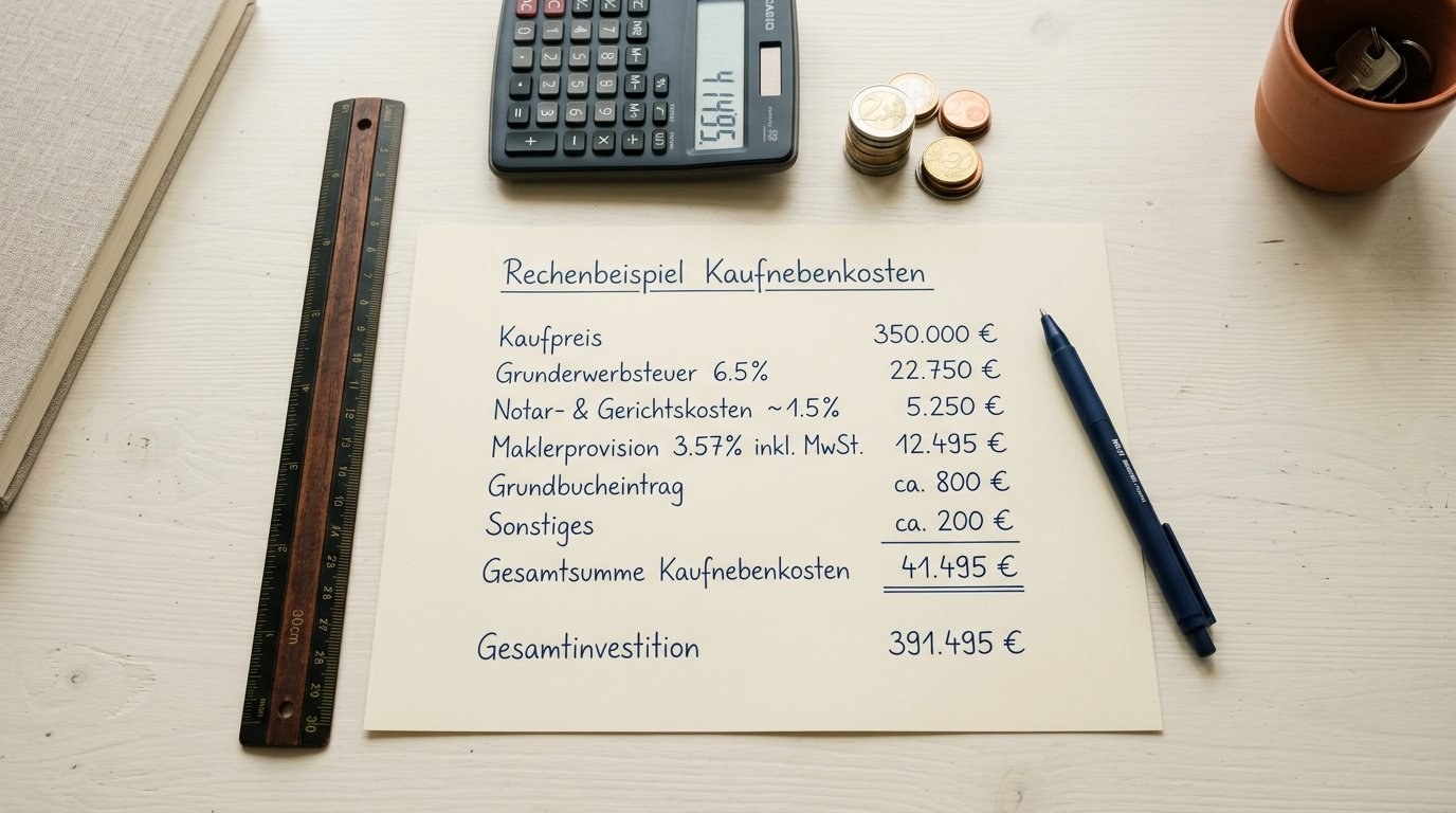Rechenbeispiel für Kaufnebenkosten beim Immobilienkauf im Saarland